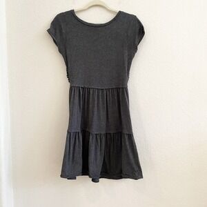 Billabong Womens SZ SP‎ Tiered Black Open Back Boho Macramé Mini Summer Dress